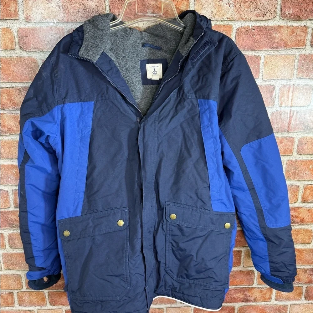 Lands' End Grow a Longs  Two-Tone Blue winter Jacket sz 14-16